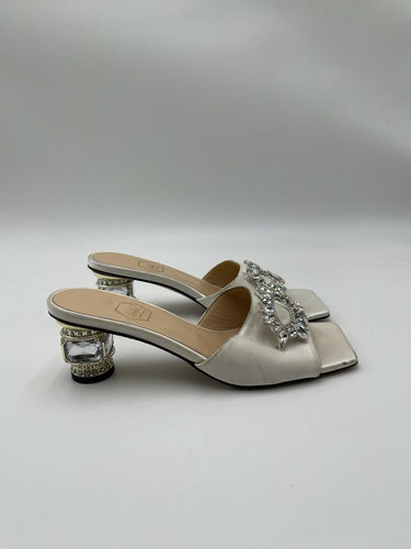 Nalebe Aurum crystal-embellished satin mules crystal heel Size 36 Nalebe Aurum