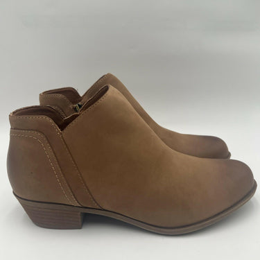 Women's Lucky Brand Barlina Side Zip Tan Leather Booties Size 10W Lucky Brand