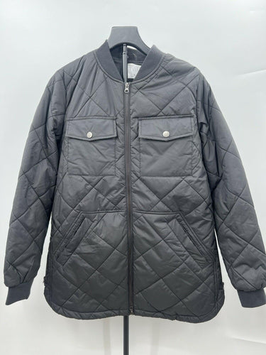 Stylus Jacket Womens Black Quilted Diamond Stitch Bomber Snap Pockets Zip Warm M Stylus