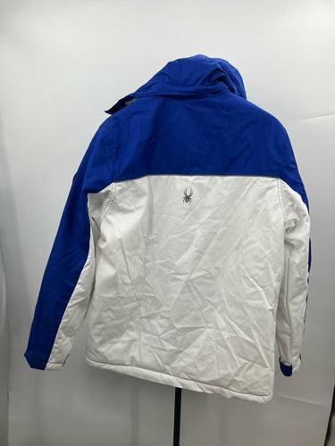 NWT Spyder Mens Royal Blue White Ski Jacket Hooded Insulated Snowboard S Spyder