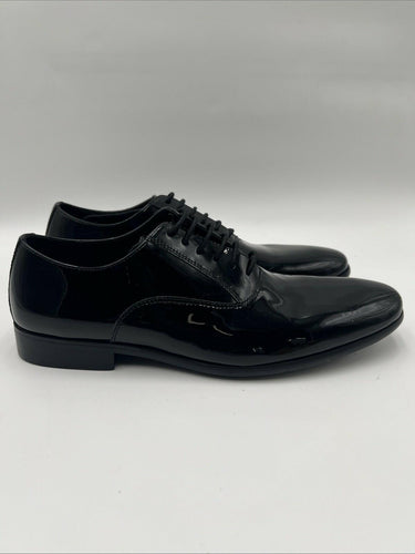 Saks Fifth Avenue Collection Silas black patent leather tuxedo oxford Size 7.5M Saks Fifth Avenue