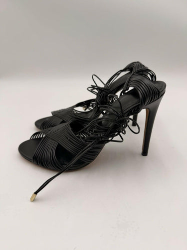 Alexandre Birman Ginny 100mm strappy leather sandals in black Leather Size 37.5