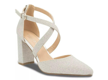 Paradox London Ryleen Silver Glitter High Block Heel Sandals Size 6.5 Paradox