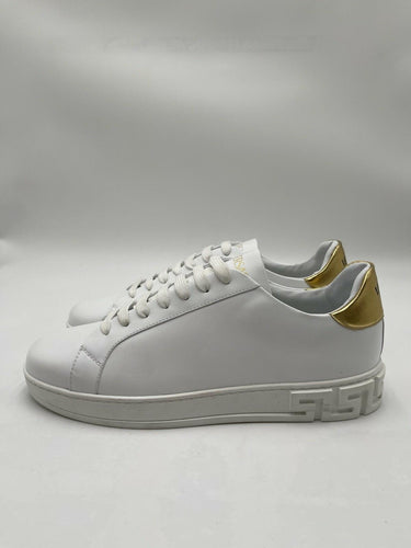 Versace Medusa Low white sneakers metallic gold heel counter Size 43 Versace