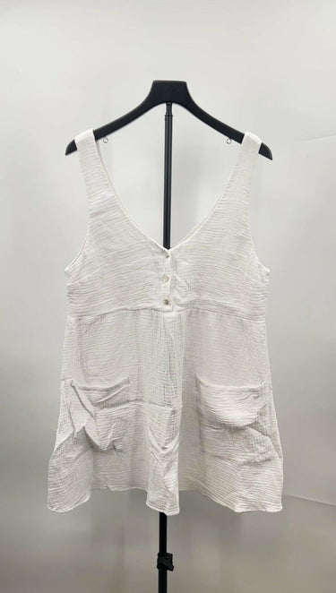 Show Me Your MuMu ivory button-down dress cotton gauze front pockets Size L Show Me Your MuMu
