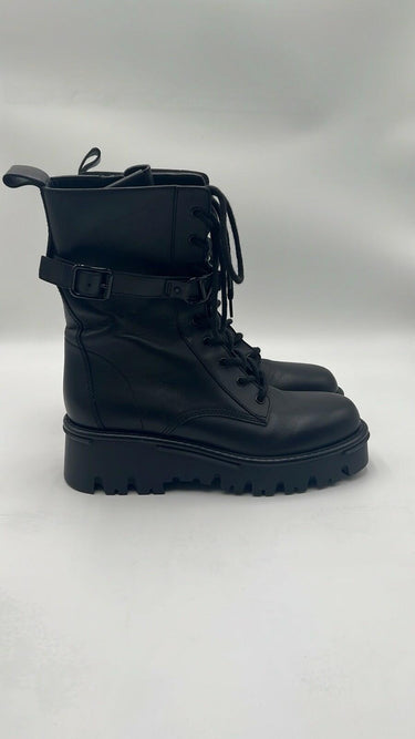 Women’s Valentino Garavani Campsite Vlogo Combat Boots Black Calfskin Size 41.5 Valentino