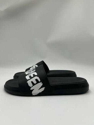 Alexander McQueen Graffiti Logo black rubber pool slide Size 42 M Alexander Mcqueen