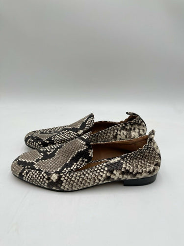 Tory Burch Women's Kira Snake Embossed Stretch Travel Loafer Black/White Sz 8.5M