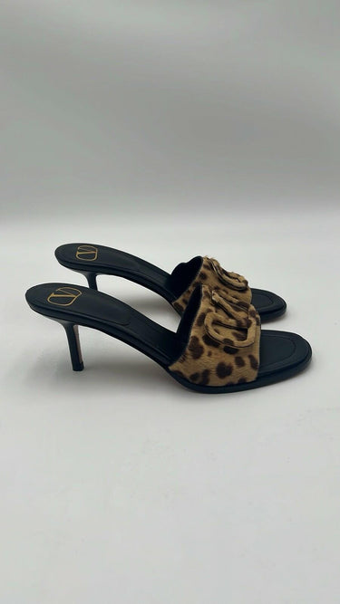Women’s Valentino VLogo leopard print calf hair Heel sandals Size 36 Valentino