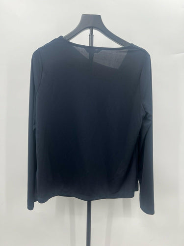Lauren Ralph Lauren Top Long Sleeve Navy Wrap Draped Asymmetric Blouse XL Lauren Ralph Lauren