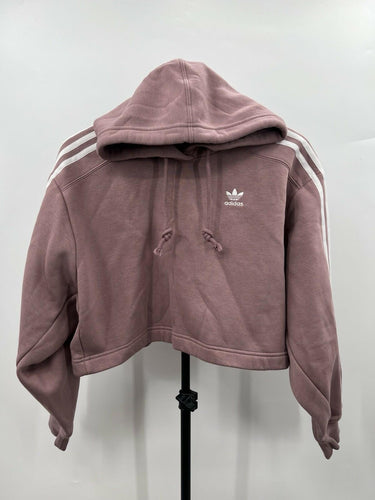 Adidas Originals Cropped Hoodie Mauve Pink 3 Stripe Trefoil Boxy XS adidas