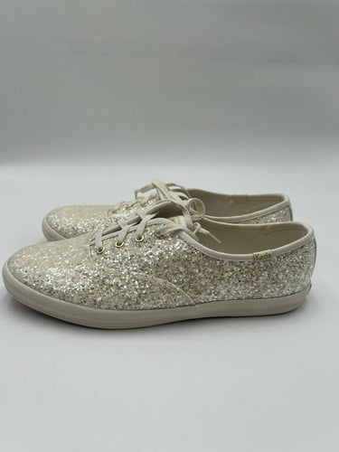 Keds Champion Ivory Glitter Sneakers Cream Sparkle Lace Up Size 9.5