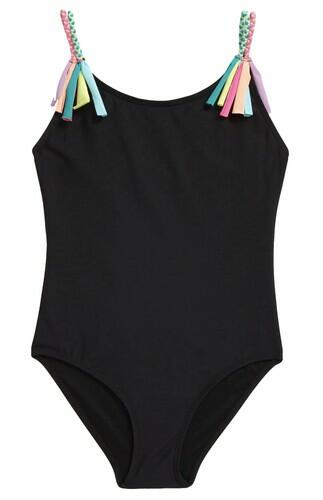 Beach Lingo Womens Tied Up Braid Fringe One-Piece (Big Kids) Black 14 Beach Lingo
