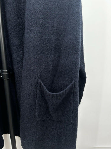 Bobeau Woman’s cozy Navy open-front cardigan Front Patch Pockets Size XL