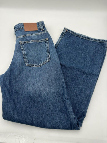Free People We The Free Button Fly Wide Leg High Rise Blue Denim Jeans Size 25 Free People