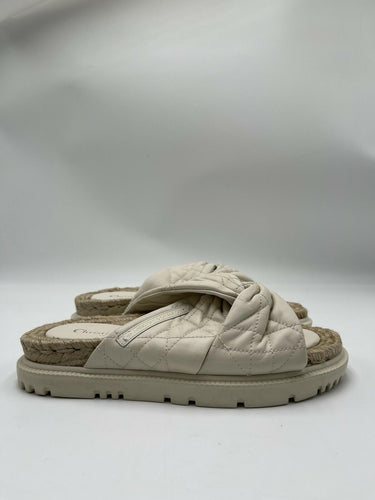 Women’s Christian Dior Dtwist espadrille platform sandals White Leather Size 38 Dior