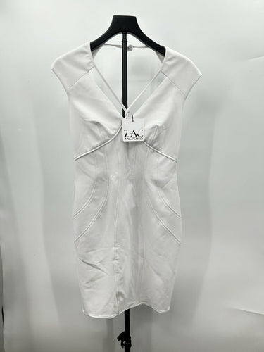 Zac Zac Posen Regina white Woman’s dress dramatic back cutout Size 4 Zac Posen