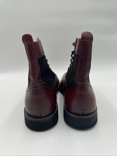 Saks Fifth Avenue Men’s Mixed Media Burgundy Leather Ankle Boots Size 10.5M Saks Fifth Avenue