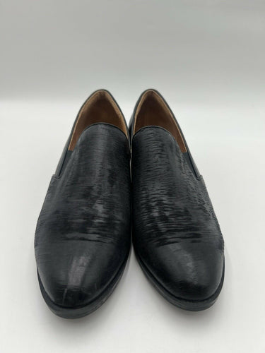 Sofft Black Leather Slip On Loafers Block Heel Pointed Toe Womens Size 9