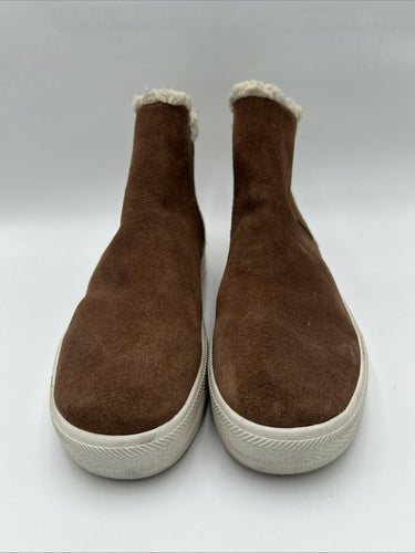 Saks Fifth Avenue "Justina" Faux Fur Slip-On Suede Sneaker Boot Size 9.5M Saks Fifth Avenue