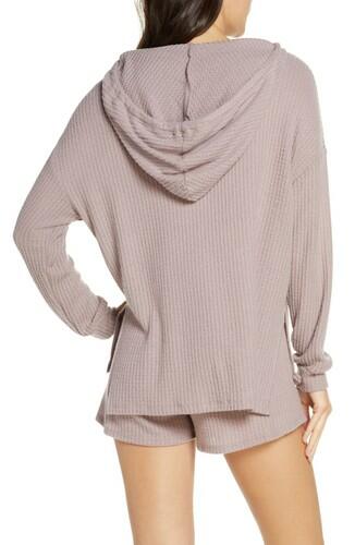 Women's Project Social T Waffle Knit Hooded Pullover, Mauve Size S Project Social T
