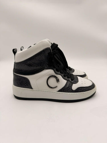 Women’s Roberto Cavalli Class high-top sneakers white black snakeskin Size 36 Roberto Cavalli