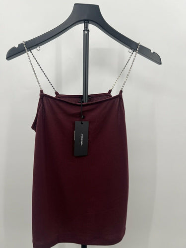 Vero Moda Tank Top Chain Rhinestone Straps Cowl Neck Burgundy Party NWT - S VERO MODA
