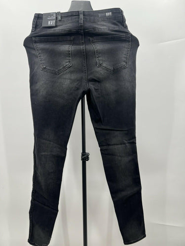 KUT Mia Toothpick Skinny Jeans Womens Black Distressed High Rise Fab Ab NWT 2 Kut