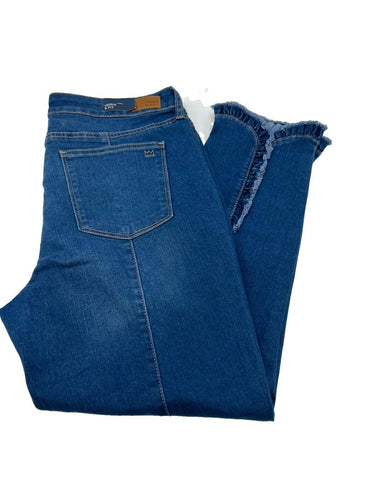 Crown & Ivy Jeans Cropped Skinny Ruffle Cuff Chop Theresa Wash NWT 12 Crown & Ivy