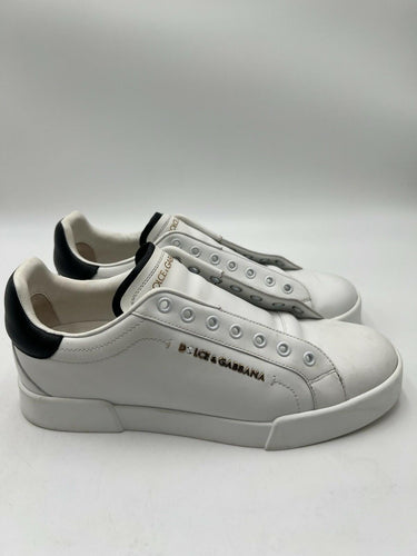 Dolce & Gabbana Portofino Light Laceless Sneaker White Black Mens SIZE 8 EU 41 Dolce&Gabbana