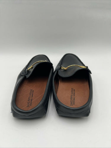Men’s Saks Fifth Avenue Dark gray leather horsebit mule loafer Size 8M Saks Fifth Avenue