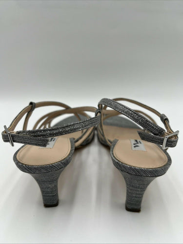 Women's Nina Neptune Silver Metallic Strappy Evening Dress Sandals Size 8 M Nina