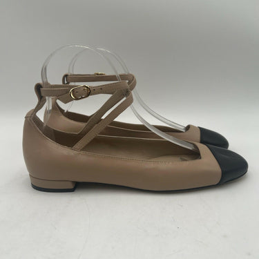Women’s Stuart Weitzman Eden Strap Flats in adobe/black Leather Size 6.5B Stuart Weitzman