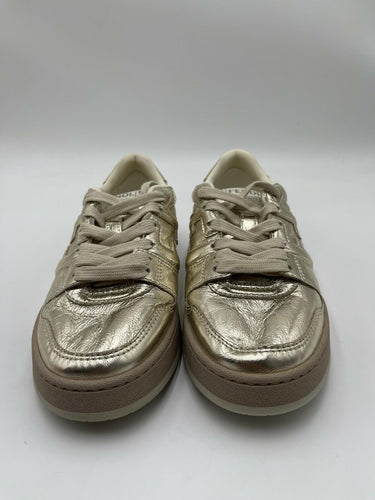 Fendi Match low-top sneakers in metallic gold laminated nappa leathe Size 38