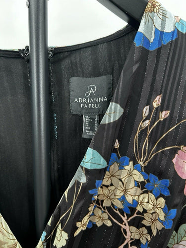 Adrianna Papell Women's Chiffon Printed Wrap Dress Black Multi Floral Size S