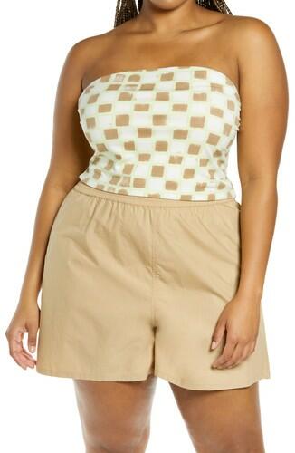 BP. Tube Top, Green- Ivory Tic Tac Check Size 1X BP.