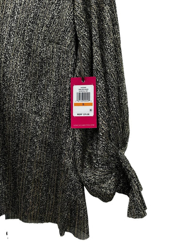 Vince Camuto women's metallic long-sleeve smocked-cuff Woman’s blouse Size S Vince Camuto