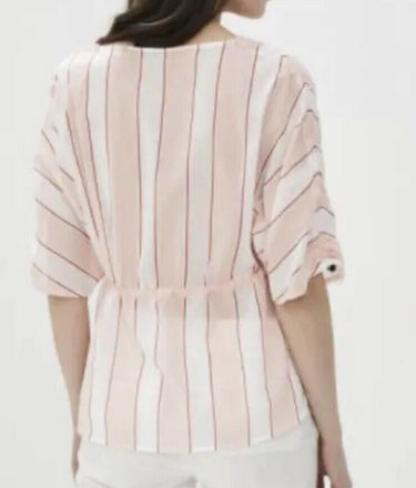 NWT Sportmax Code Womens Half Sleeve Stripe Blouse Pink Size 14 Sportmax