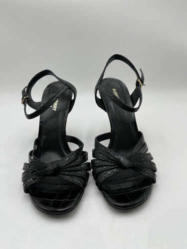 Burberry black embossed crocodile high heel strappy sandals Size 41
