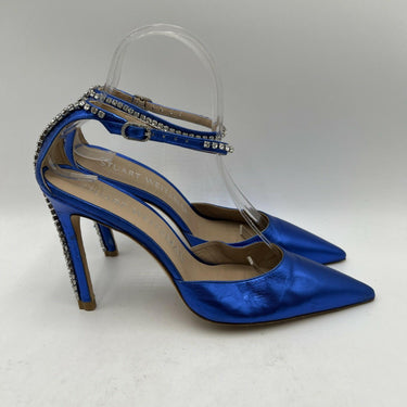 Women’s Stuart Weitzman royal blue metallic leather Glam 100 pump Size 7.5B Stuart Weitzman