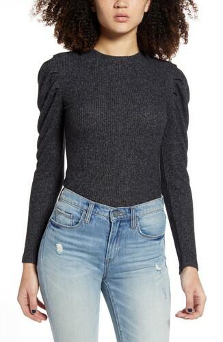 Women's Bp. Cozy Puff Sleeve Top, Size X-Large - Grey BP.