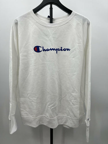 Champion Sweatshirt Mens White Script Logo Crewneck Lightweight NWT New XL Champion