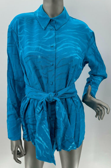 NWT River Island BLUE ANIMAL PRINT BELTED SHIRT Size 8 River Island