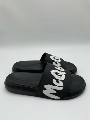 Alexander McQueen Graffiti Logo black rubber pool slide Size 41 Alexander Mcqueen