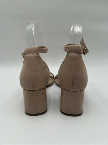 Kelly & Katie Marybel Block Heel Sandals Nude Textile Upper Adjustable Size 6.5M Kelly