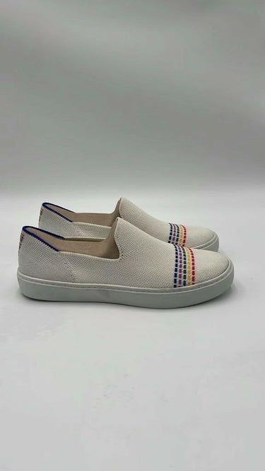 Women’s Rothy’s THE ORIGINAL Ivory/Multi Knit Round Toe Slip On Sneakers Size 4 Rothy’s