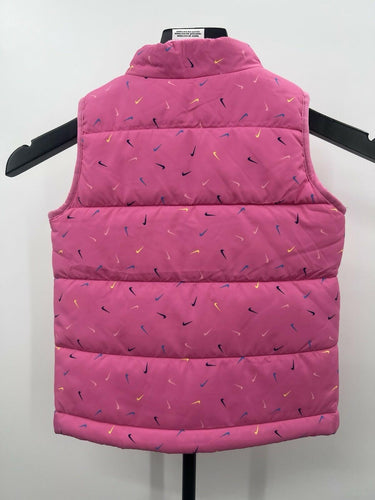 Nike Vest Girls Pink Puffer Swoosh All Over Print Fleece Lined Zip Up 3T