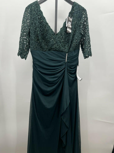 B&A by Betsy & Adam Emerald Green Lace Sequin Maxi Dress Mother of Bride 12 Betsy & Adam