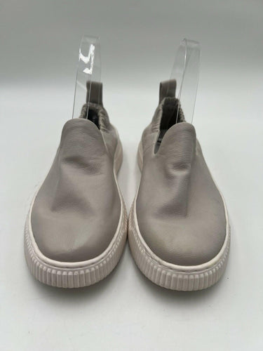 Sofft Taupe Leather Scrunch Slip On Platform Sneakers White Womens Size 7.5
