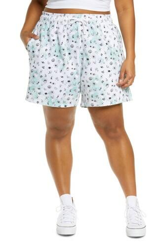 Plus Size Women's Bp. Women's Print Fleece Midi Short - Green Size 3X BP.